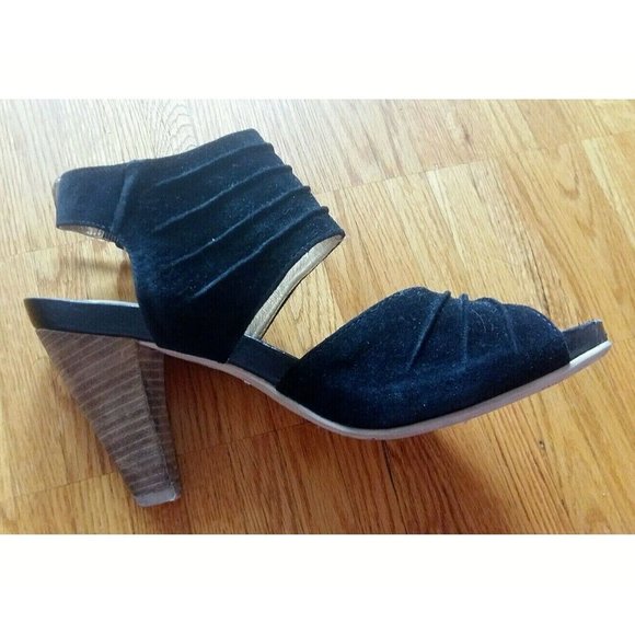 Hush Puppies suede comfy strappy black open toe sandals heels shoes - Picture 10 of 13